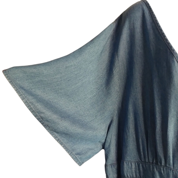 Simply Be Jean Denim Maxi Dress Women's V-Neck Blue Soft Plus Size 26 NWT - Picture 6 of 10